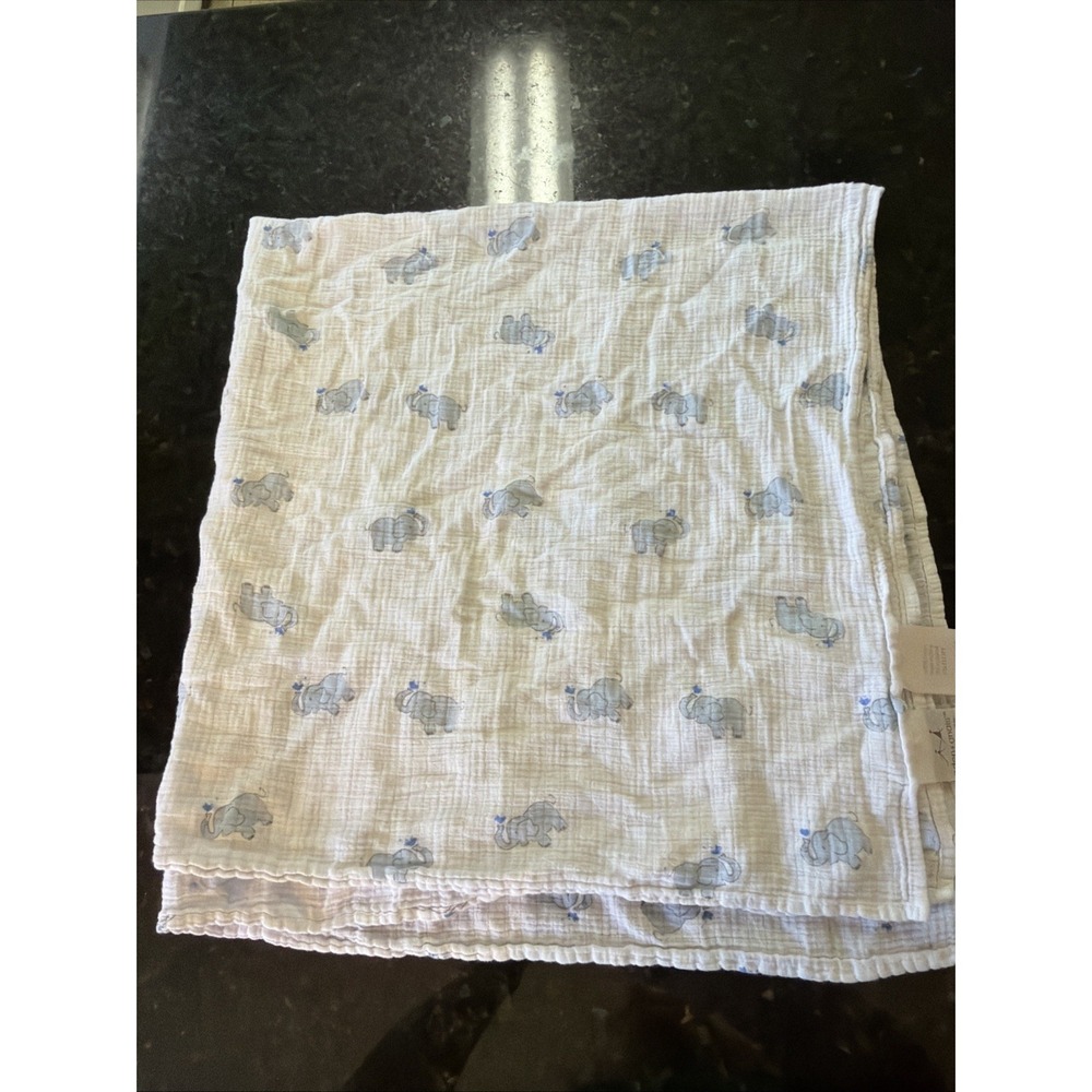 Aden +‎ Anais Baby Blanket Blue Elephant Spraying Water Muslin Swaddle Lovey